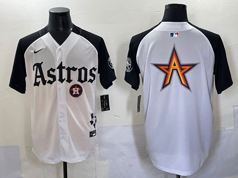 Men 2025 Houston Astros Blank White Black Five generations Joint Name Nike MLB Jersey style 9